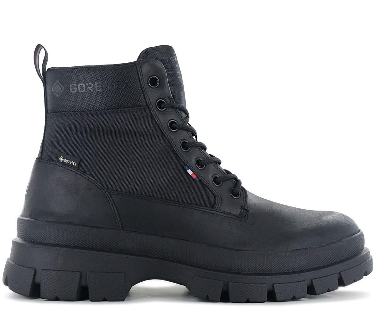 Tommy Hilfiger Chunky Leather Hybrid Boot GTX - GORE - TEX - Herren Stiefel Leder Schwarz FM0FM03800 - BDS - Brandstyle24