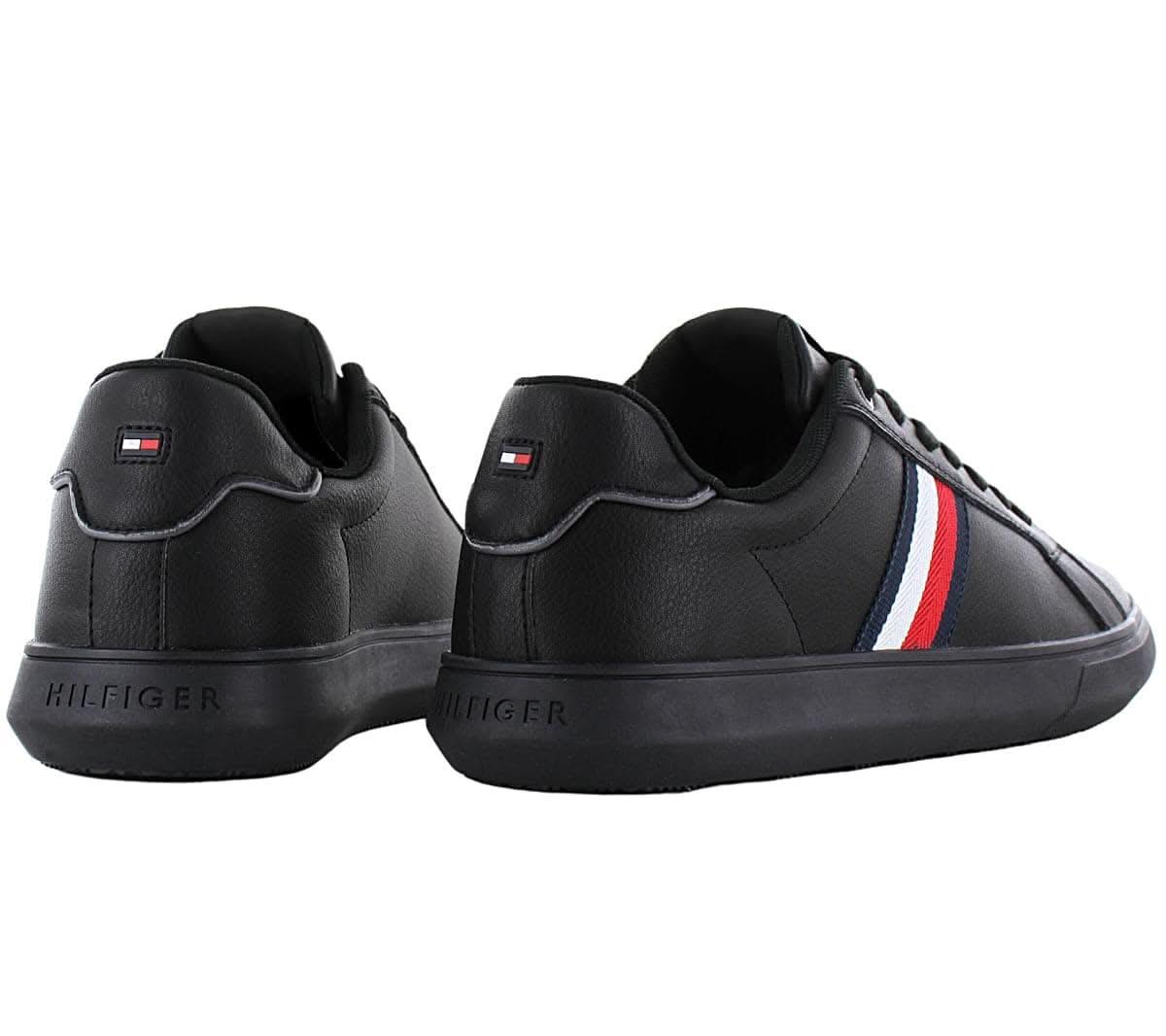 Tommy Hilfiger Corporate Leather Cup Stripes - Herren Schuhe Schwarz FM0FM04732BDS - Brandstyle24