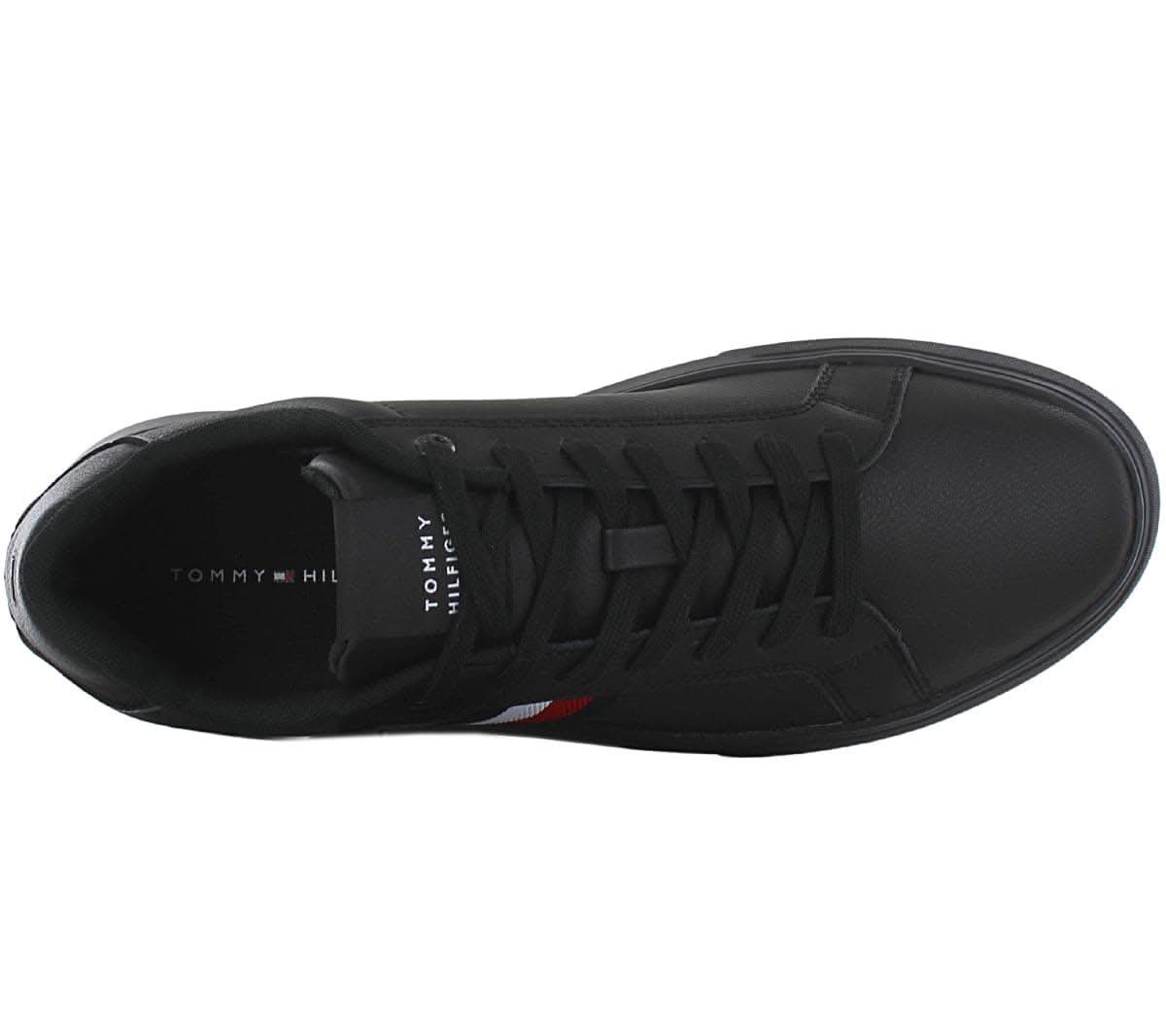 Tommy Hilfiger Corporate Leather Cup Stripes - Herren Schuhe Schwarz FM0FM04732BDS - Brandstyle24