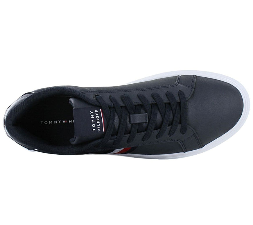 Tommy Hilfiger Corporate Leren Cupstrepen - Herren Schuhe Blau FM0FM04732DW5