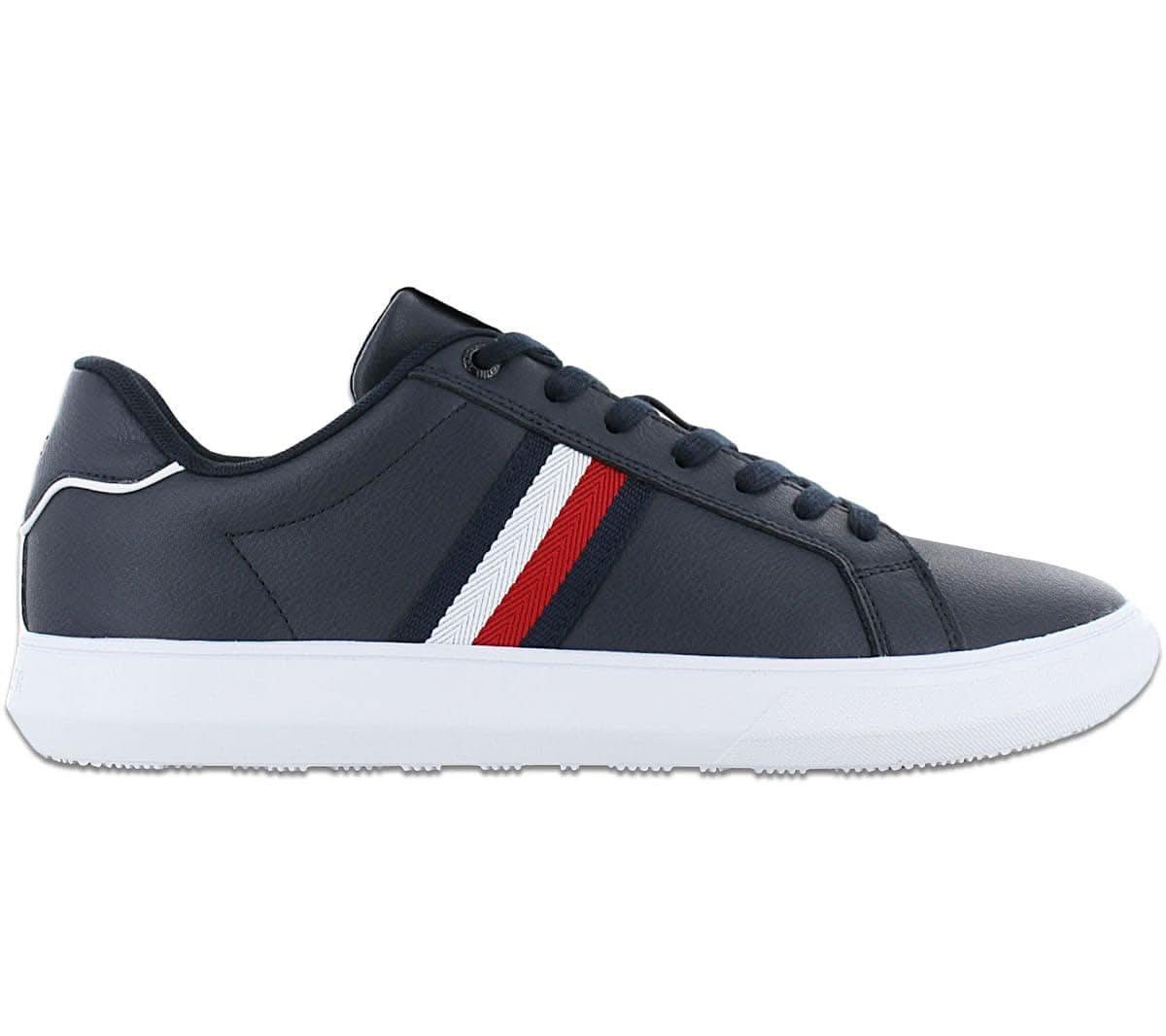 Tommy Hilfiger Corporate Leather Cup Stripes - Herren Schuhe Blau FM0FM04732DW5 - Brandstyle24