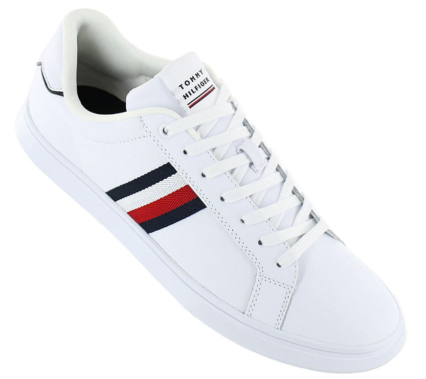 Tommy Hilfiger Corporate Leather Cup Stripes - Chaussures Pour Hommes Blanc FM0FM04732YBS