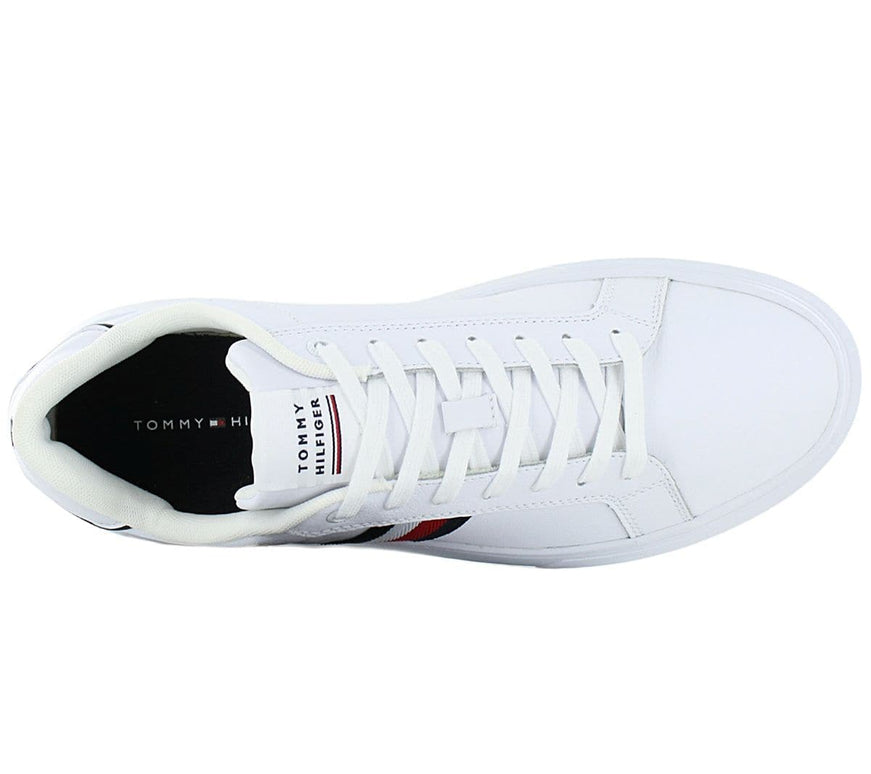 Tommy Hilfiger Corporate Leather Cup Stripes - Herenschoenen Wit FM0FM04732YBS