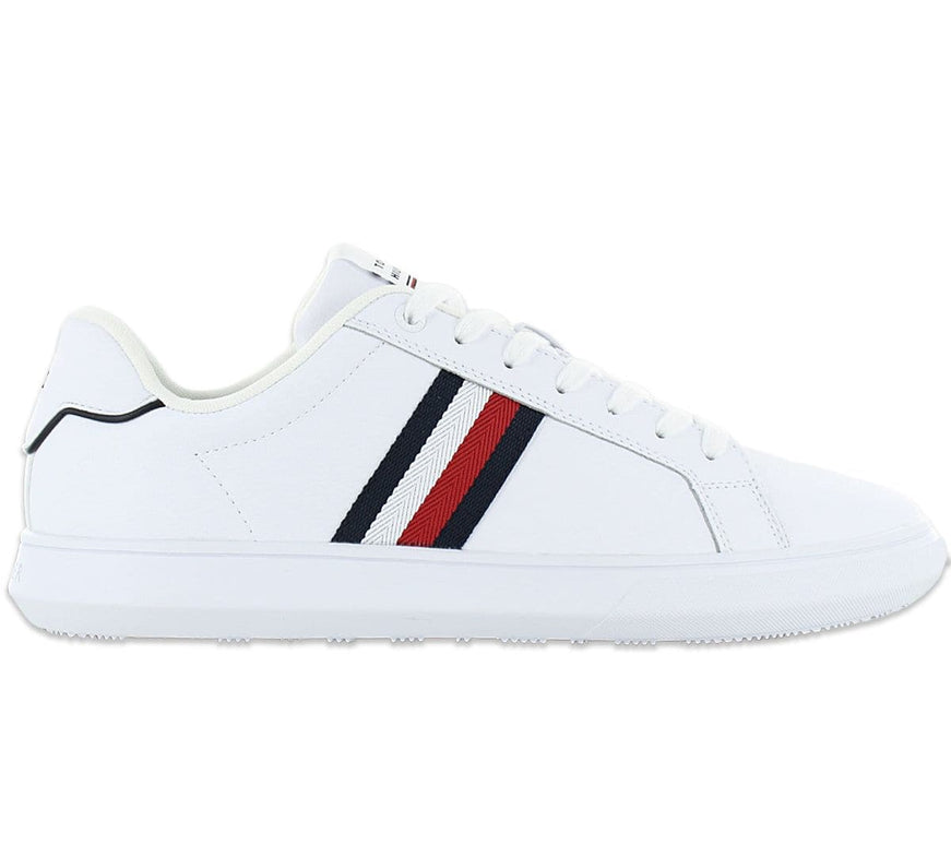 Tommy Hilfiger Corporate Leather Cup Stripes - Zapatos Hombre Blanco FM0FM04732YBS