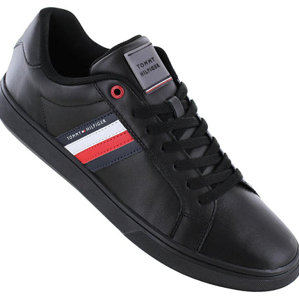 Tommy Hilfiger Essential Leather Cupsole - Herren Sneakers Schuhe Leder Schwarz FM0FM04921-0GK