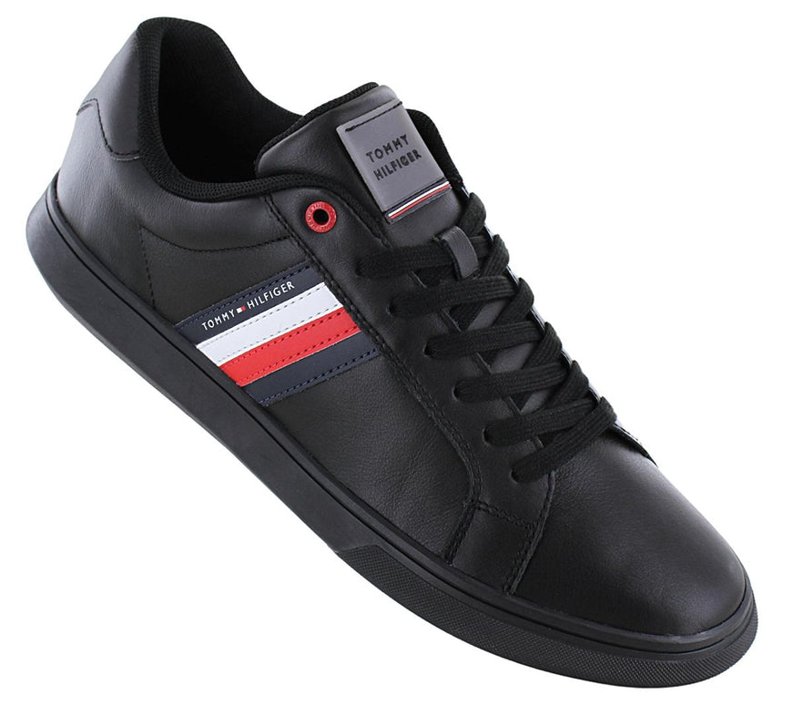 Tommy Hilfiger Essential Leather Cupsole - Scarpe da ginnastica da uomo Pelle Nere FM0FM04921-0GK