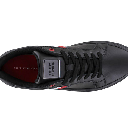 Tommy Hilfiger Essential Leather Cupsole - Baskets pour hommes Chaussures Cuir Noir FM0FM04921-0GK