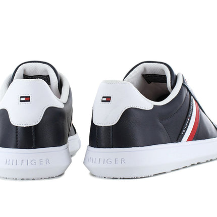 Tommy Hilfiger Essential Leather Cupsole - Heren Sneakers Schoenen Leer Donkerblauw FM0FM04921-DW5