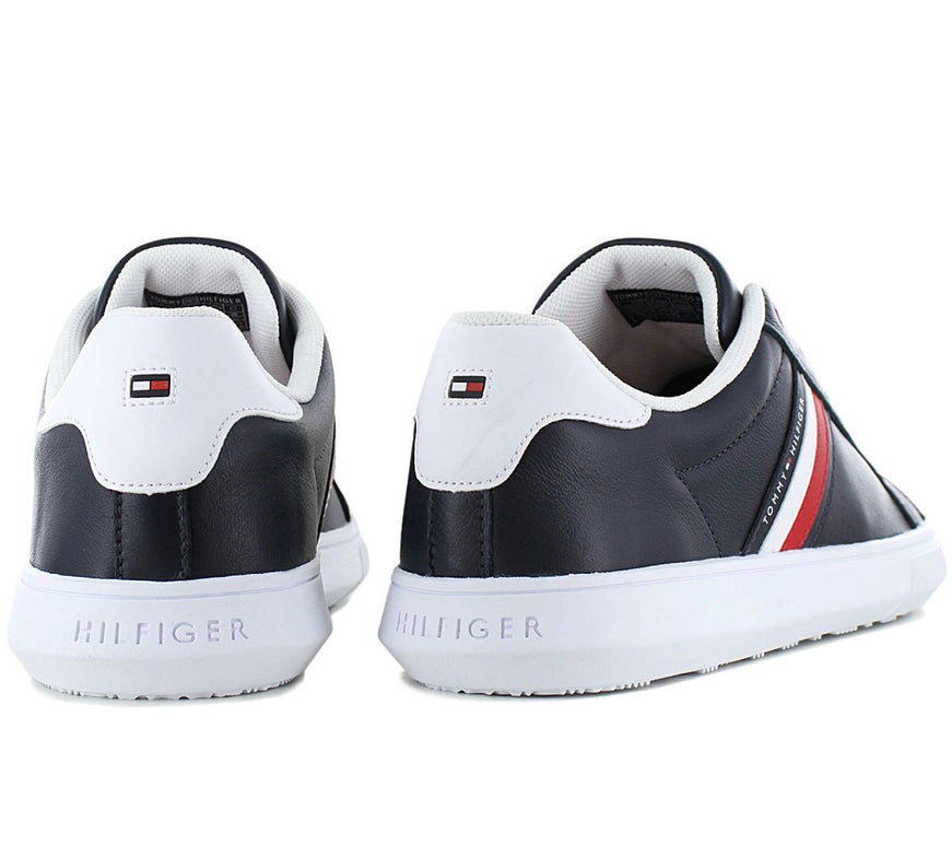 Tommy Hilfiger Essential Leather Cupsole - Baskets pour hommes Chaussures Cuir Bleu foncé FM0FM04921-DW5