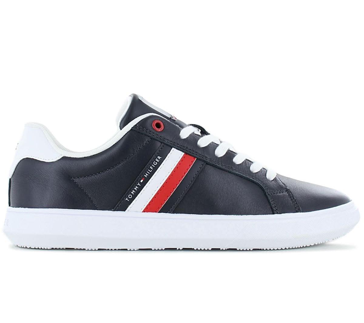 Tommy Hilfiger Essential Leather Cupsole - Herren Sneakers Schuhe Leder Dunkelblau FM0FM04921 - DW5 - Brandstyle24