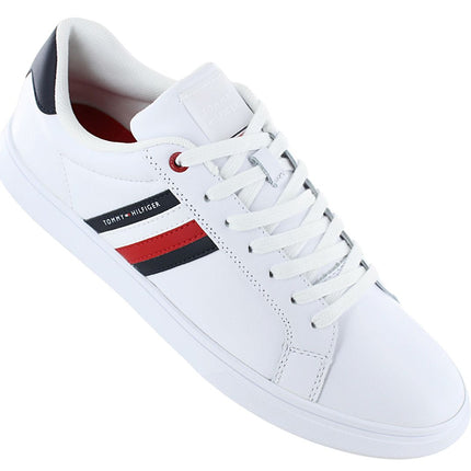 Tommy Hilfiger Essential Leather Cupsole - Sneakers Heren Schoenen Leer Wit FM0FM04921-YBS