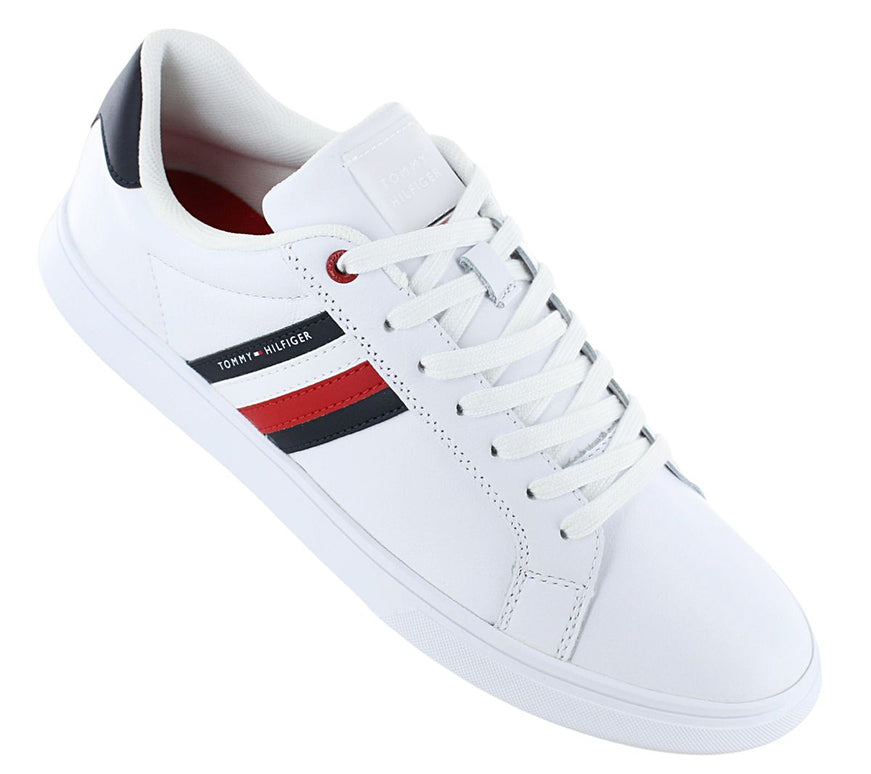 Tommy Hilfiger Essential Leather Cupsole - Men's Sneakers Shoes Leather White FM0FM04921-YBS