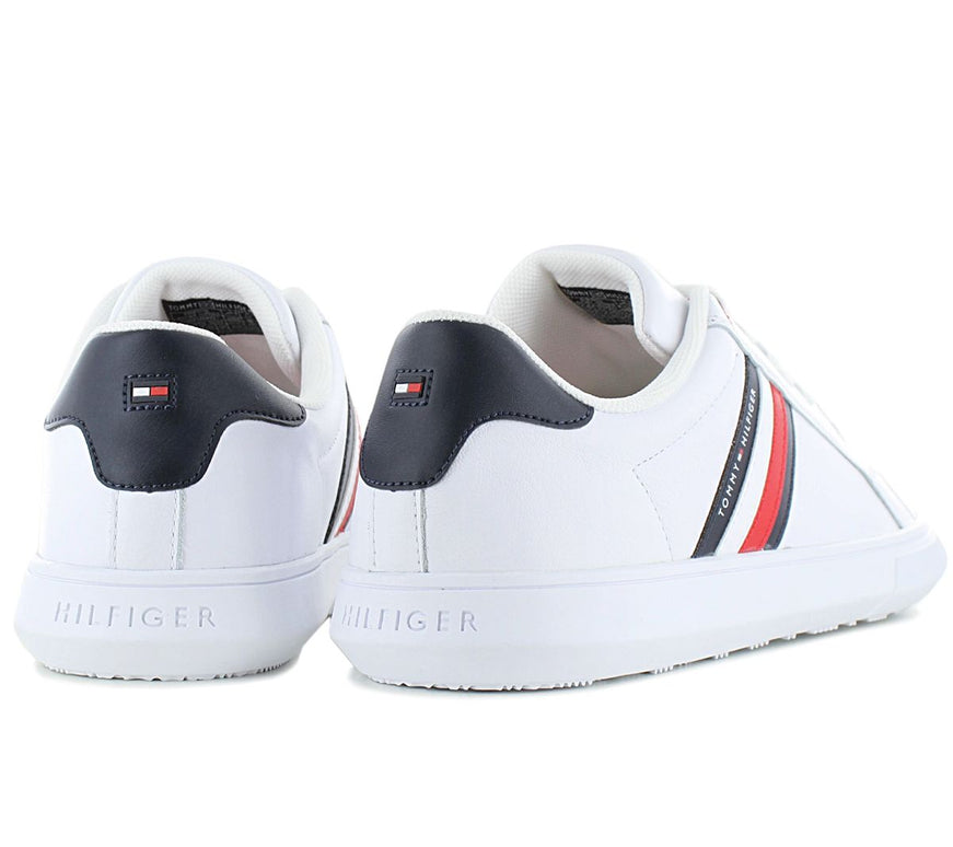 Tommy Hilfiger Essential Leather Cupsohle - Herren Sneakers Schuhe Leder Weiß FM0FM04921-YBS