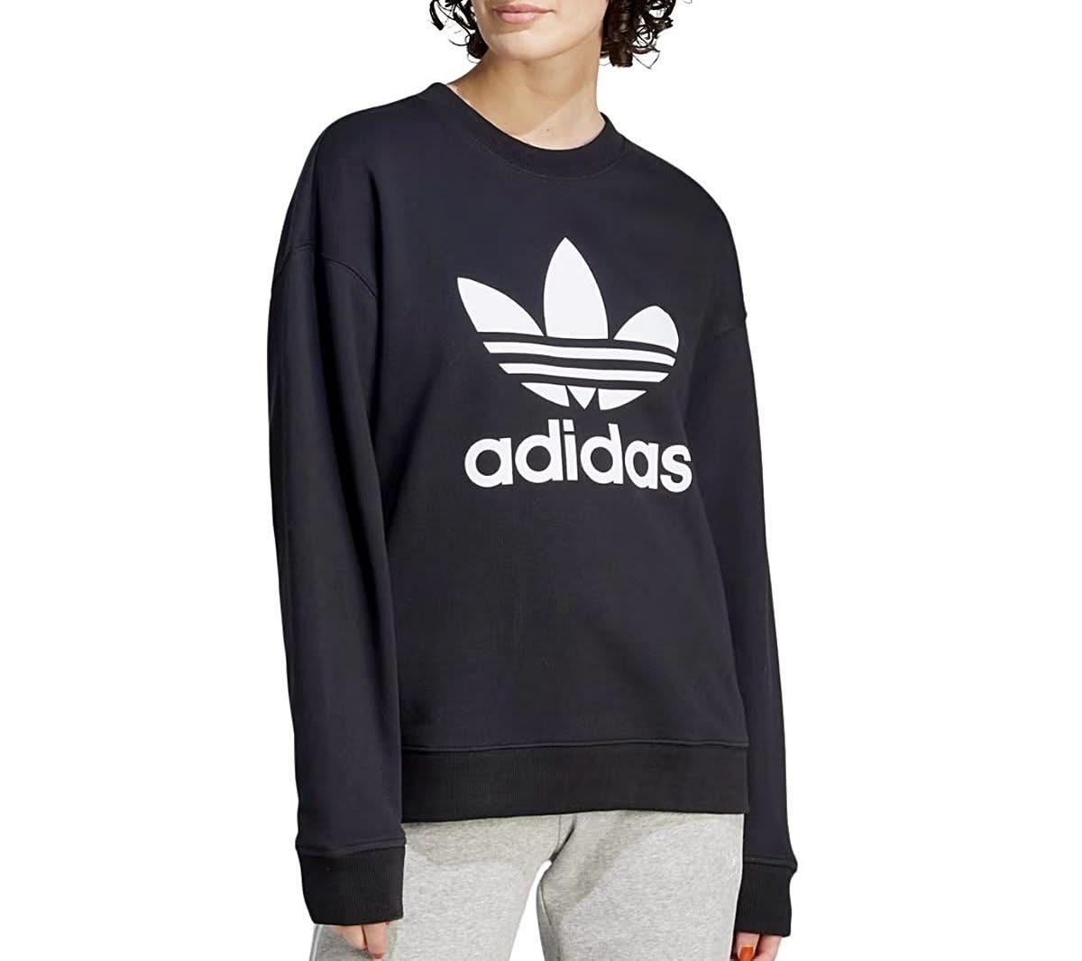 adidas Trefoil Crew - Damen Sweatshirt Pullover Baumwolle Schwarz FM3272 - Brandstyle24