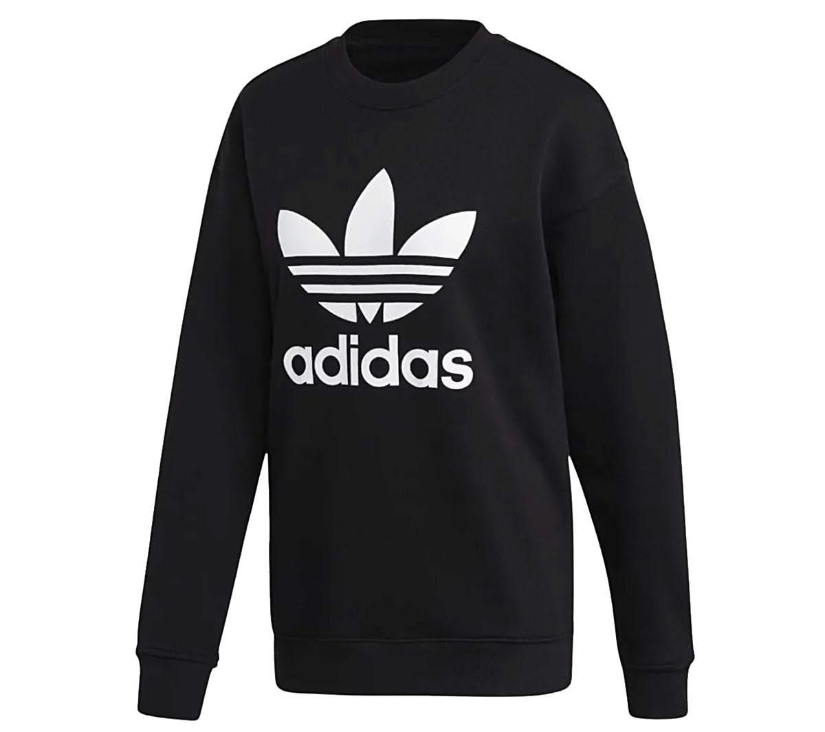 adidas Trefoil Crew - Damen Sweatshirt Pullover Baumwolle Schwarz FM3272 - Brandstyle24