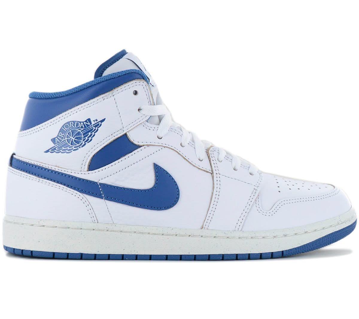 Air Jordan 1 Mid - Herren Sneakers Schuhe Leder Weiß - Blau FN5215 - 141 - Brandstyle24