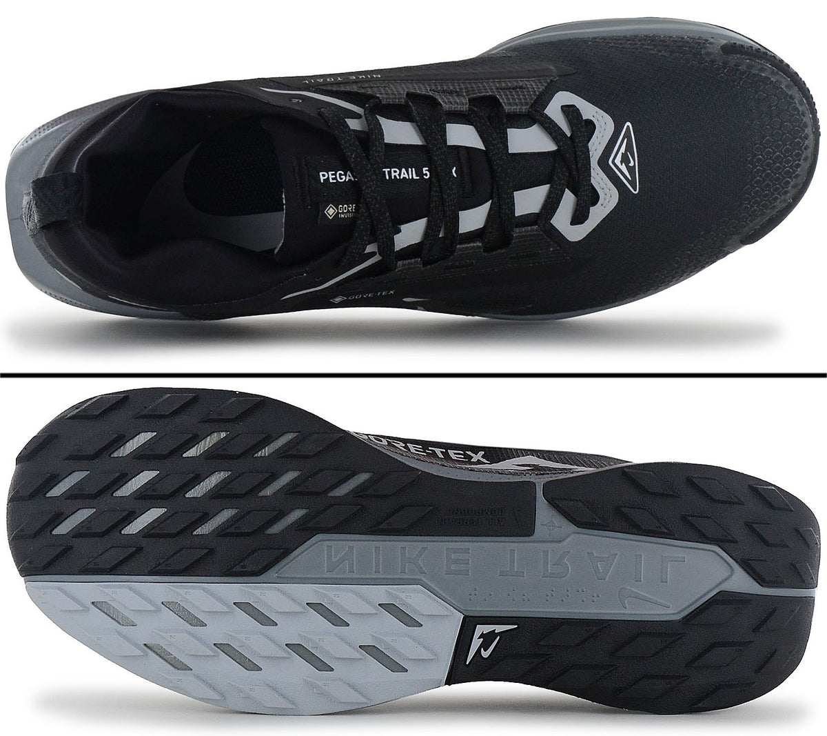 Nike Pegasus Trail 5 GTX Gore-Tex Black Grey Mens size 10 Running FQ0908-001 Nike Pegasus Trail 5 GTX Gore-Tex Black Wolf Grey Men Trail  main image 2