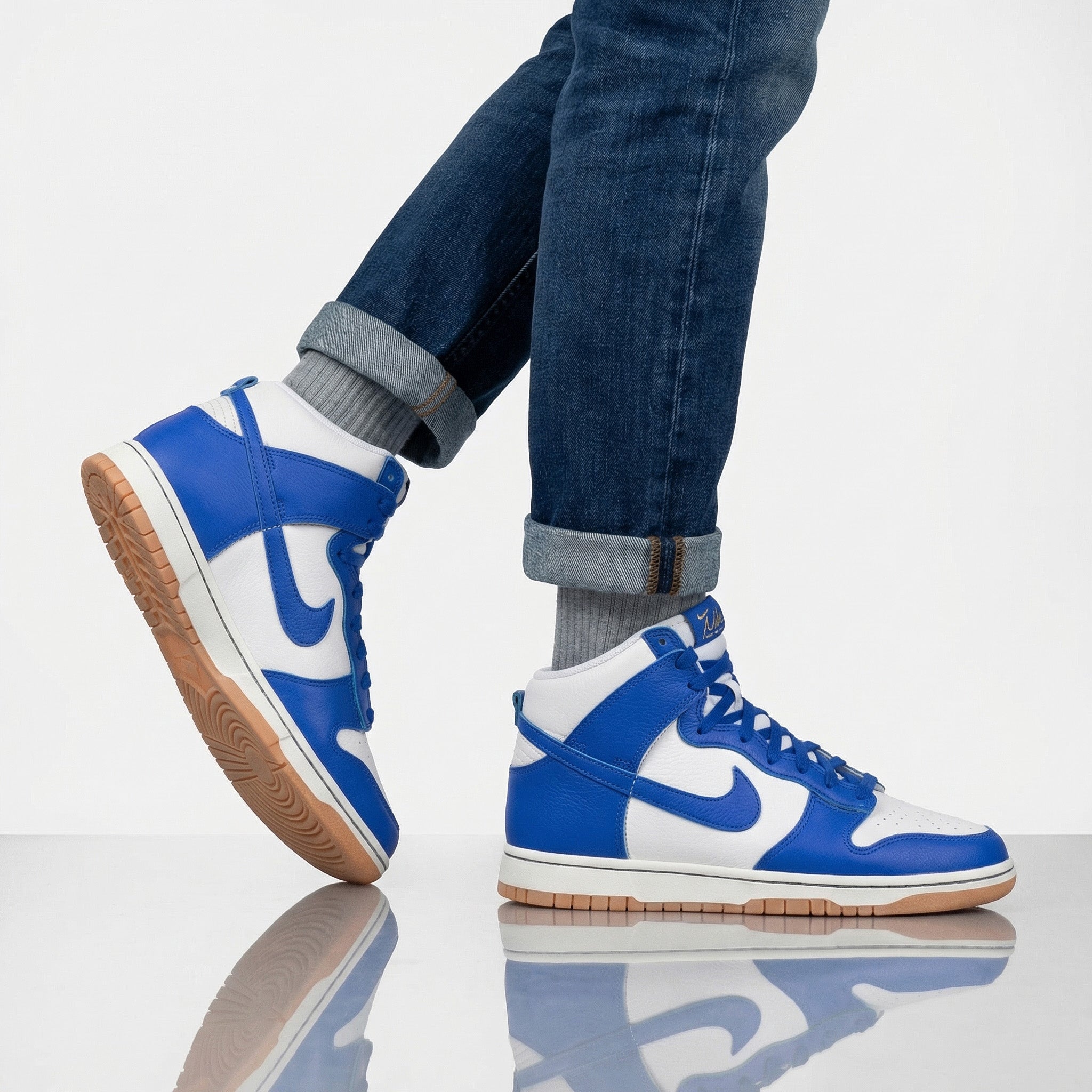 Nike Dunk High Retro SE - Erkek Spor Ayakkabıları Beyaz-Mavi