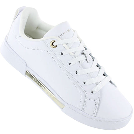 Tommy Hilfiger Chique Court Baskets - Chaussures Femme Cuir Blanc FW0FW07634-YBS