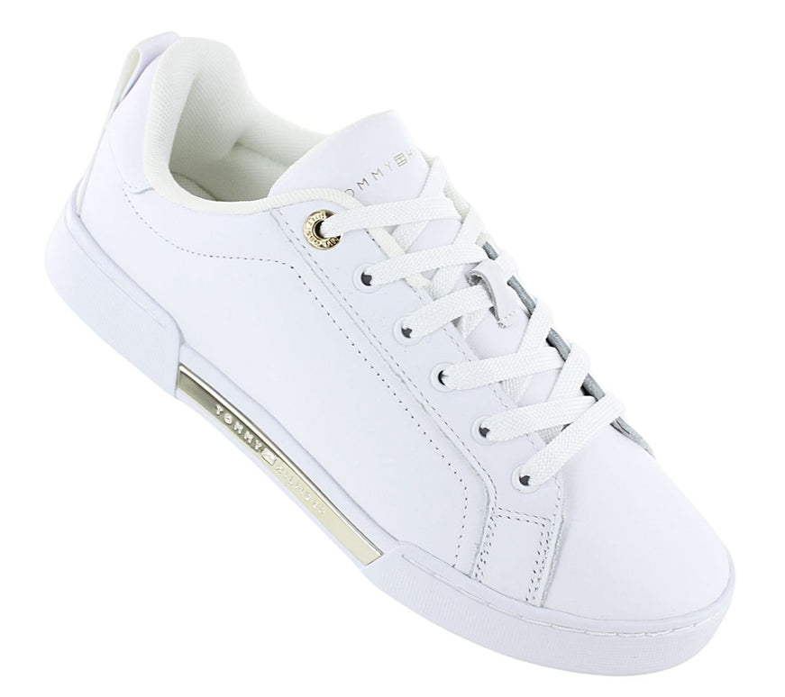 Tommy Hilfiger Chique Court Sneakers - Women's Shoes Leather White FW0FW07634-YBS