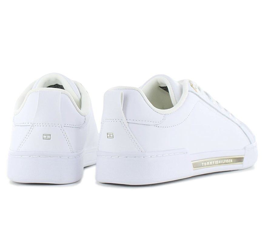 Tommy Hilfiger Chique Court Sneakers - Women's Shoes Leather White FW0FW07634-YBS