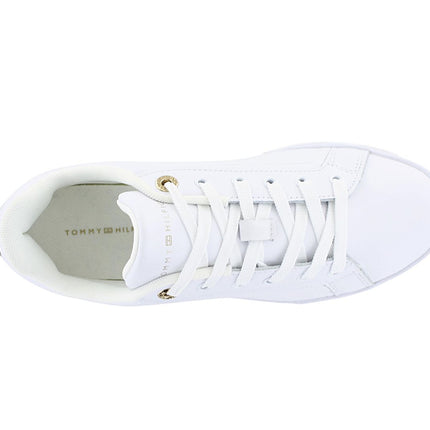 Tommy Hilfiger Chique Court Sneakers - Women's Shoes Leather White FW0FW07634-YBS