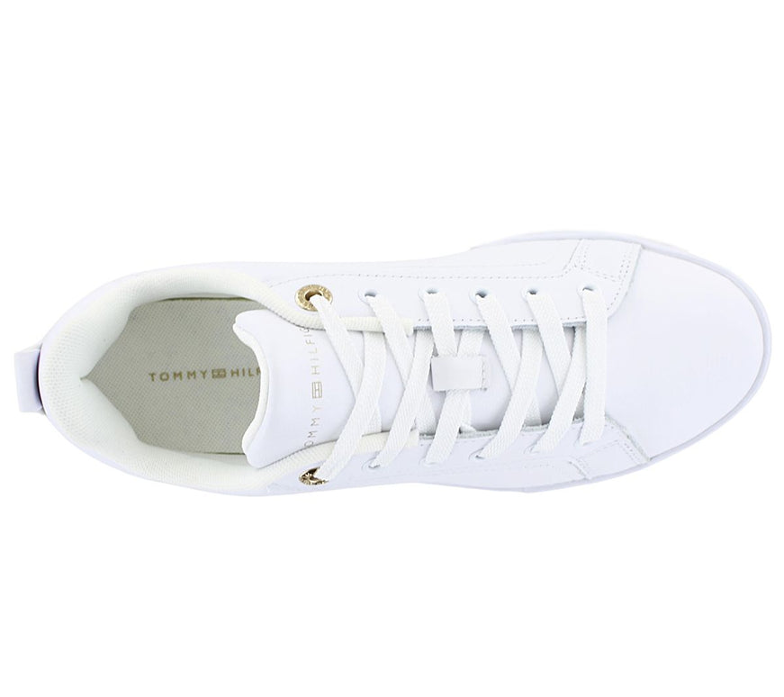 Tommy Hilfiger Chique Court Sneakers - Women's Shoes Leather White FW0FW07634-YBS