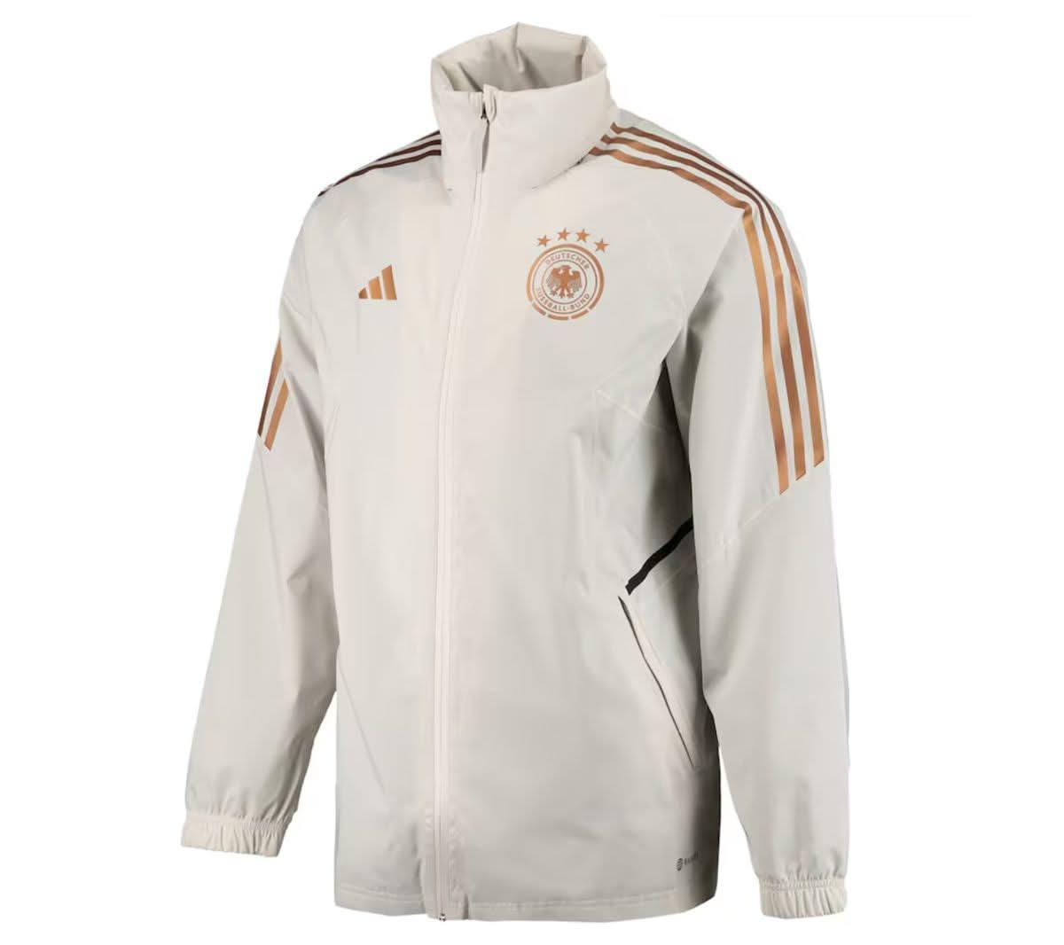 adidas Fussball DFB Deutschland Rain Jacket - Herren Regen Jacke Beige HL9338 - Brandstyle24