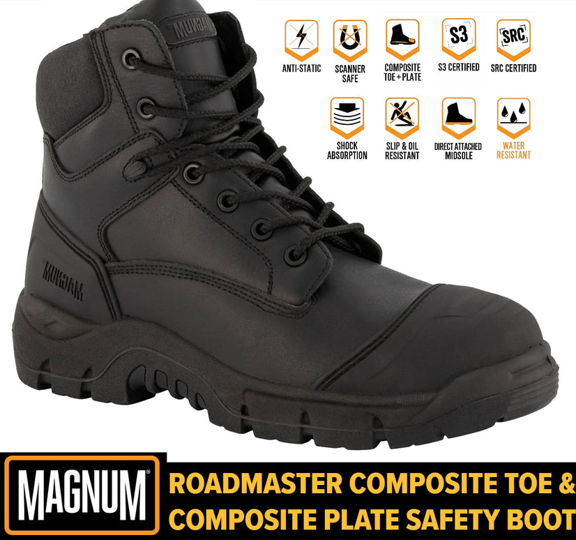 MAGNUM Roadmaster S3 CT CP - Bottes de sécurité homme chaussures de sécurité cuir noir M801231-021