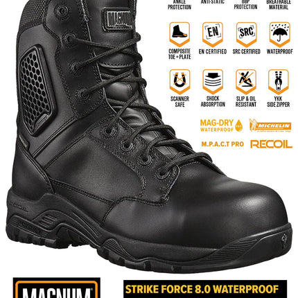 MAGNUM Strike Force 8.0 Leather S3 - Botas de Seguridad Hombre Zapatos de Seguridad Negro M801551-021