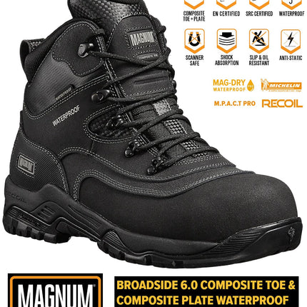 MAGNUM Broadside 6.0 S3 CT CP WP - Bottes de sécurité de travail pour homme Noir M801552-021