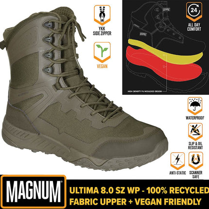 MAGNUM Ultima 8.0 SZ WP - Waterdicht - Heren Combat Boots Laarzen Groen M810057-061