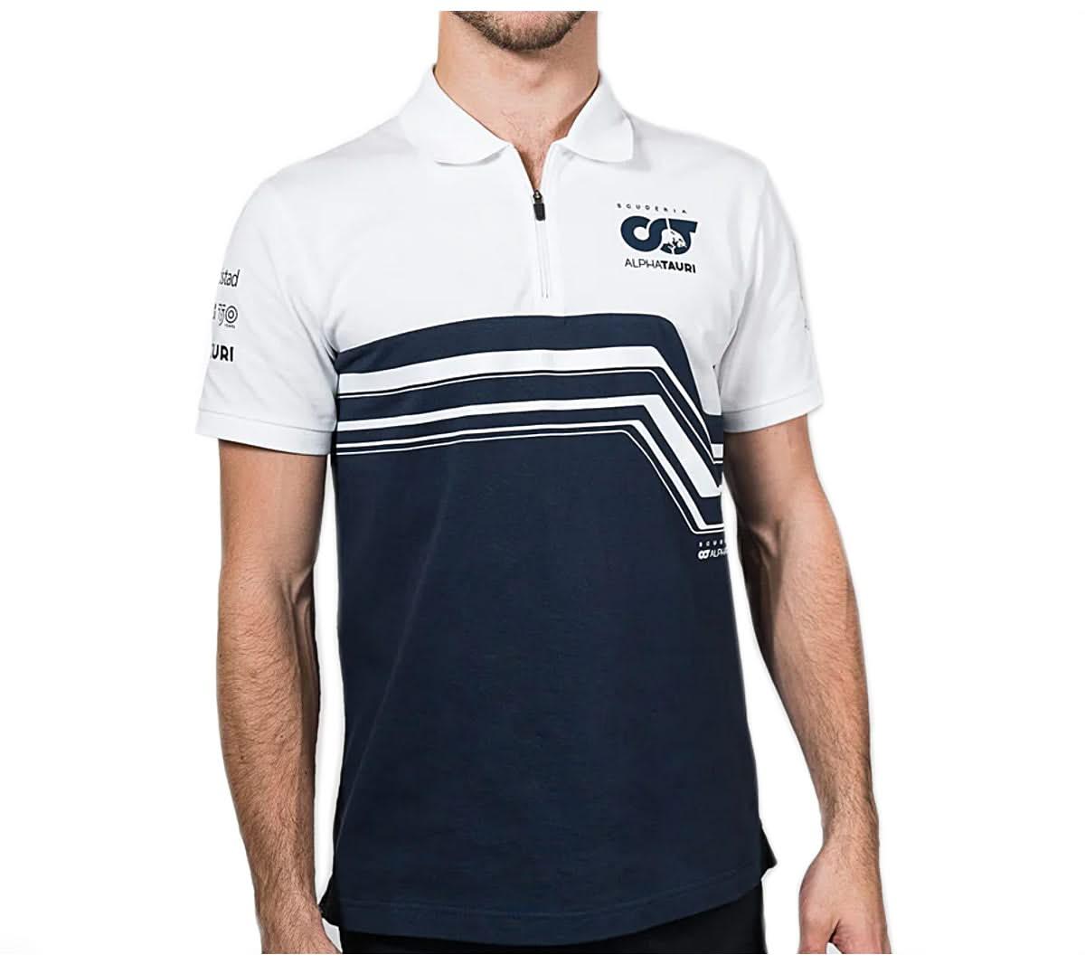 ALPHA TAURI F1 Team Polo - Herren T-Shirt Formel 1 Blau - Weiß SAT22028 - Brandstyle24