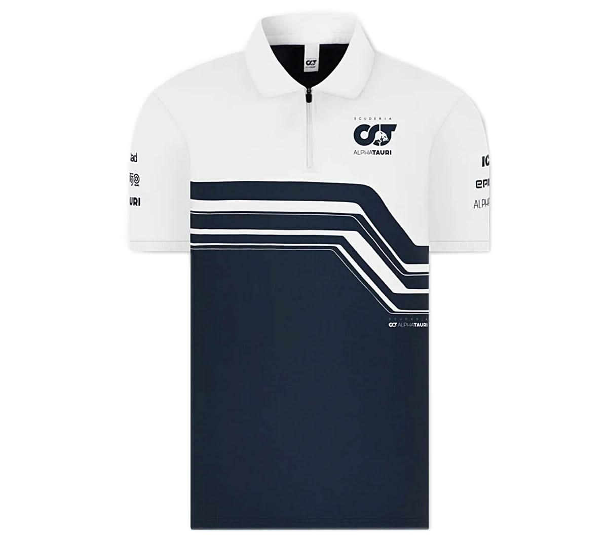 ALPHA TAURI F1 Team Polo - Herren T-Shirt Formel 1 Blau - Weiß SAT22028 - Brandstyle24