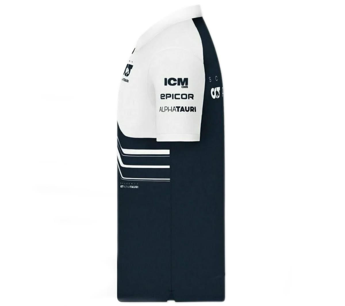 ALPHA TAURI F1 Team Polo - Herren T-Shirt Formel 1 Blau - Weiß SAT22028 - Brandstyle24