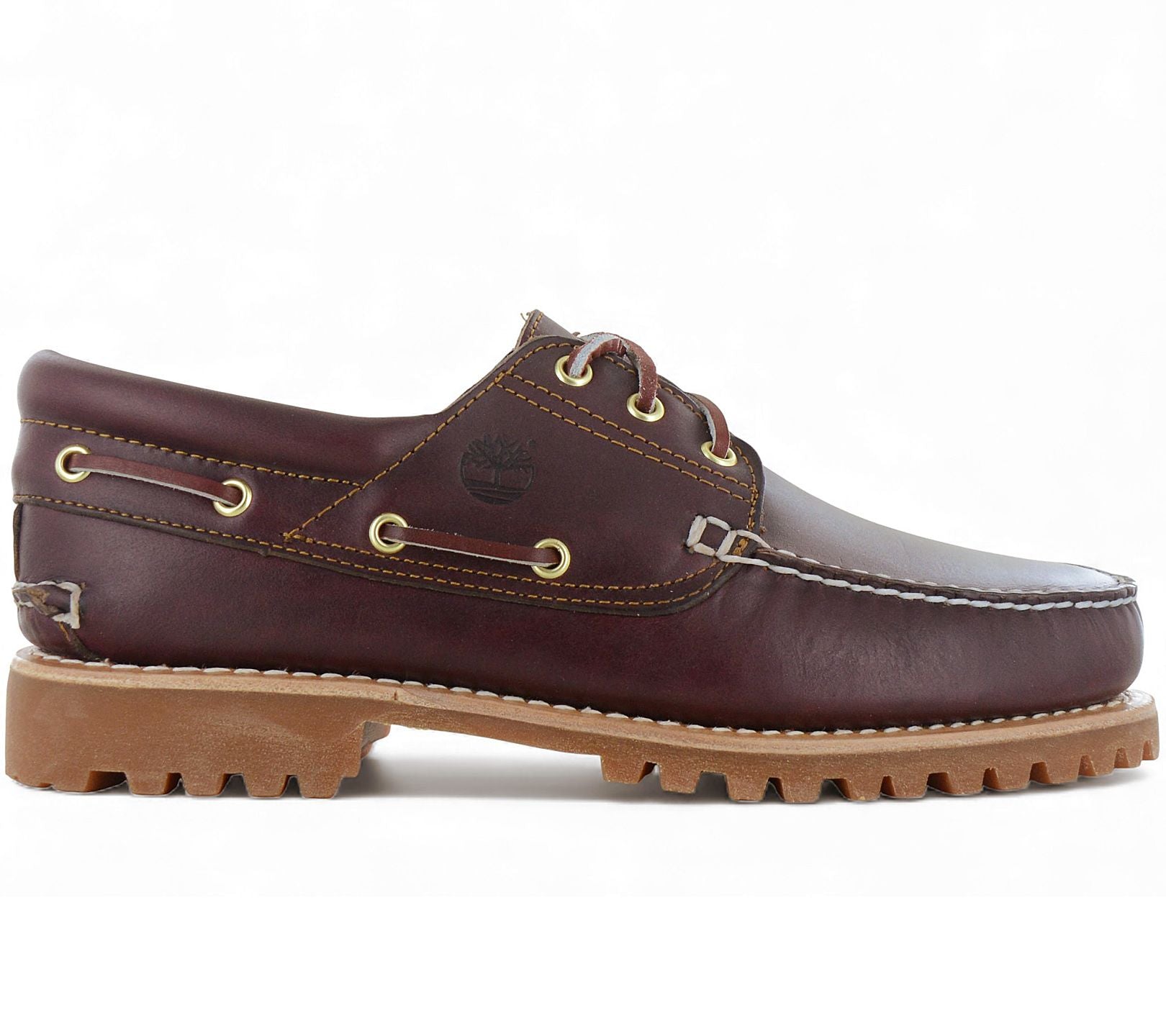 Timberland Authentic 3-Eye Lug - handgenähter Bootsschuh für Herren in Burgunderrot Leder Schuhe TB050009-648