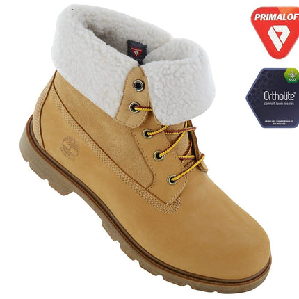 Timberland Linden Woods WP Fleece Fold Down - Women's Winter Boots Lined Leather Wheat TB0A1KGC-231