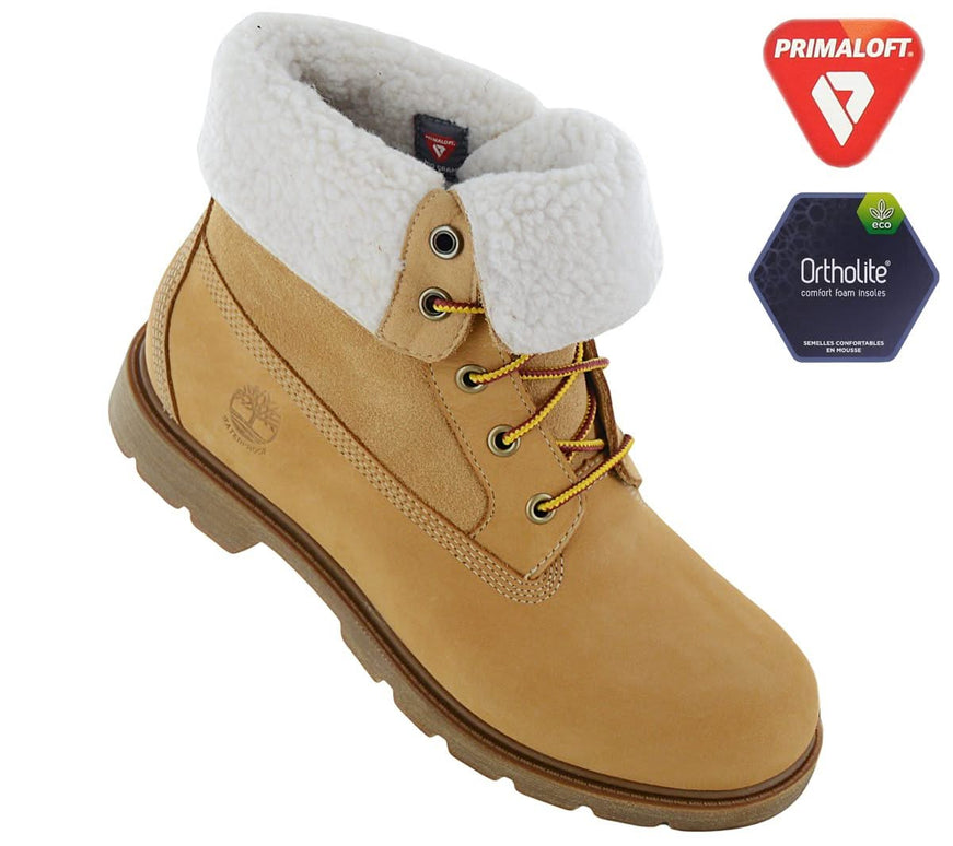 Timberland Linden Woods WP Fleece Fold Down - Women's Winter Boots Lined Leather Wheat TB0A1KGC-231