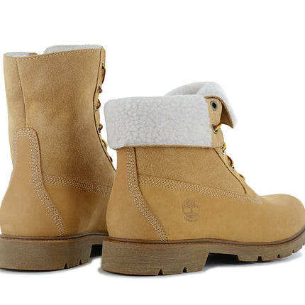 Timberland Linden Woods WP Fleece Fold Down - Women's Winter Boots Lined Leather Wheat TB0A1KGC-231