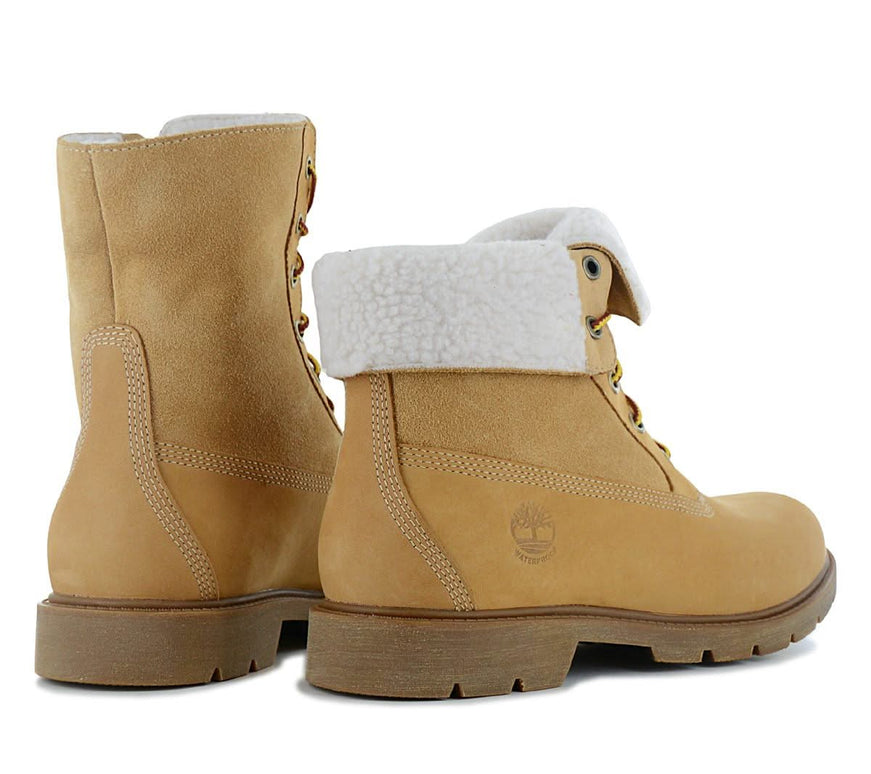 Timberland Linden Woods WP Fleece Fold Down - Women's Winter Boots Lined Leather Wheat TB0A1KGC-231