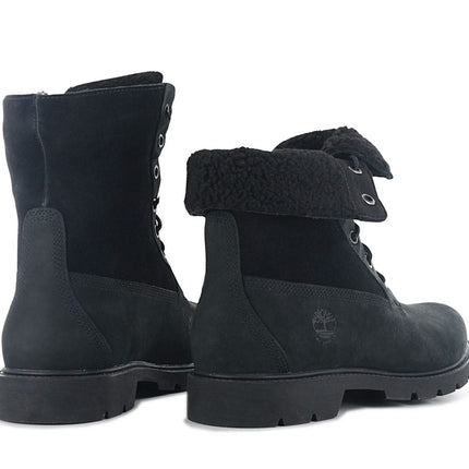 Timberland Linden Woods WP Fleece Fold Down - Women's Winter Boots Lined Leather Black TB0A1QST-001