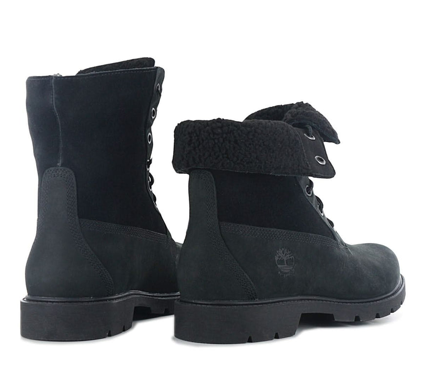 Timberland Linden Woods WP Fleece Fold Down - Women's Winter Boots Lined Leather Black TB0A1QST-001