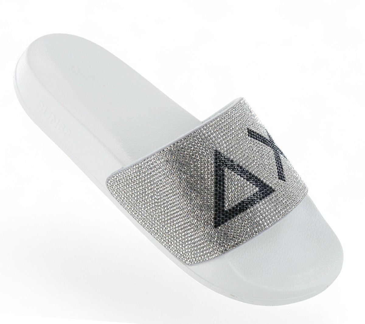 SUN68 Slippers LOGO STRASS - Damen Sandalen Pantoletten Slides Badesandalen X35205 - 01 - Brandstyle24