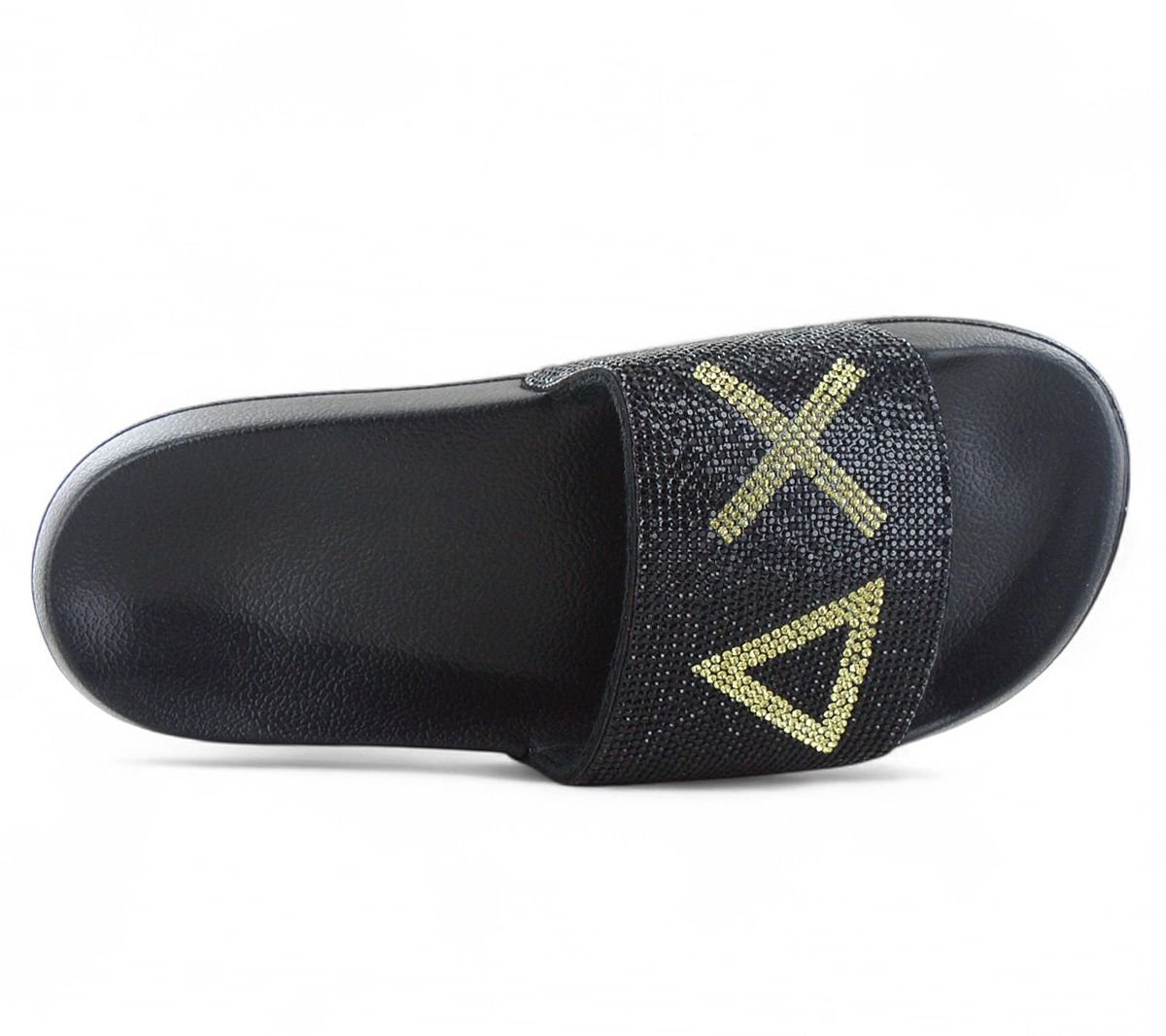 SUN68 Slippers LOGO STRASS - Damen Sandalen Pantoletten Slides Badesandalen X35205 - 11 - Brandstyle24