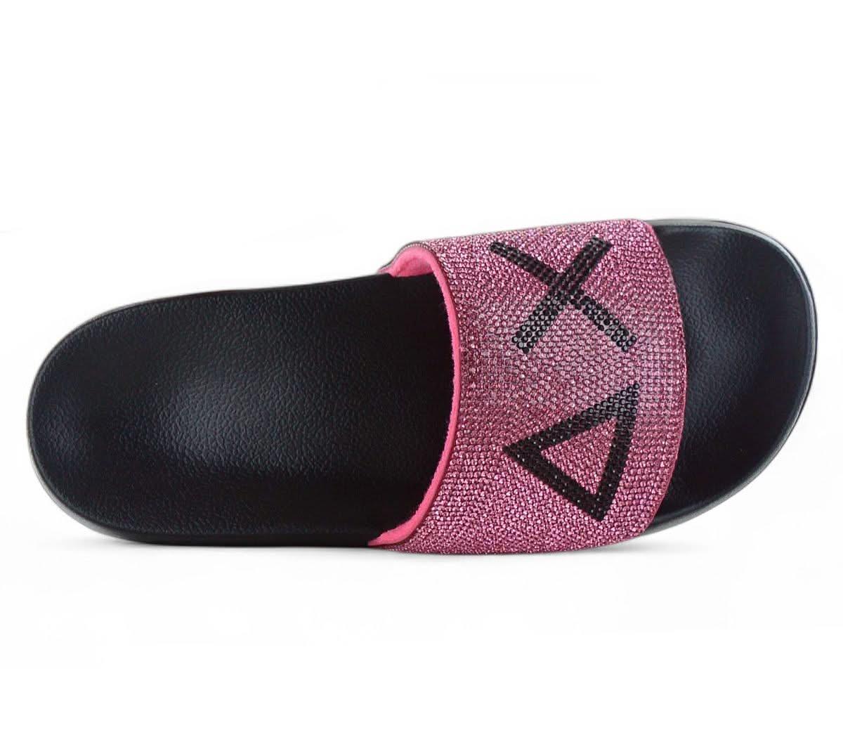 SUN68 Slippers LOGO STRASS - Damen Sandalen Pantoletten Slides Badesandalen X35205 - 1162 - Brandstyle24