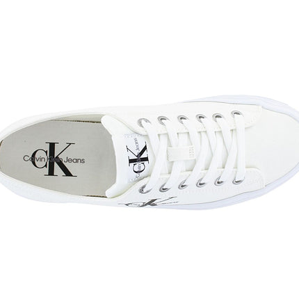 Calvin Klein Vulc Platform Essential Mono Shoes - Women's Platform Sneakers in Canvas White YW0YW01030-YBR