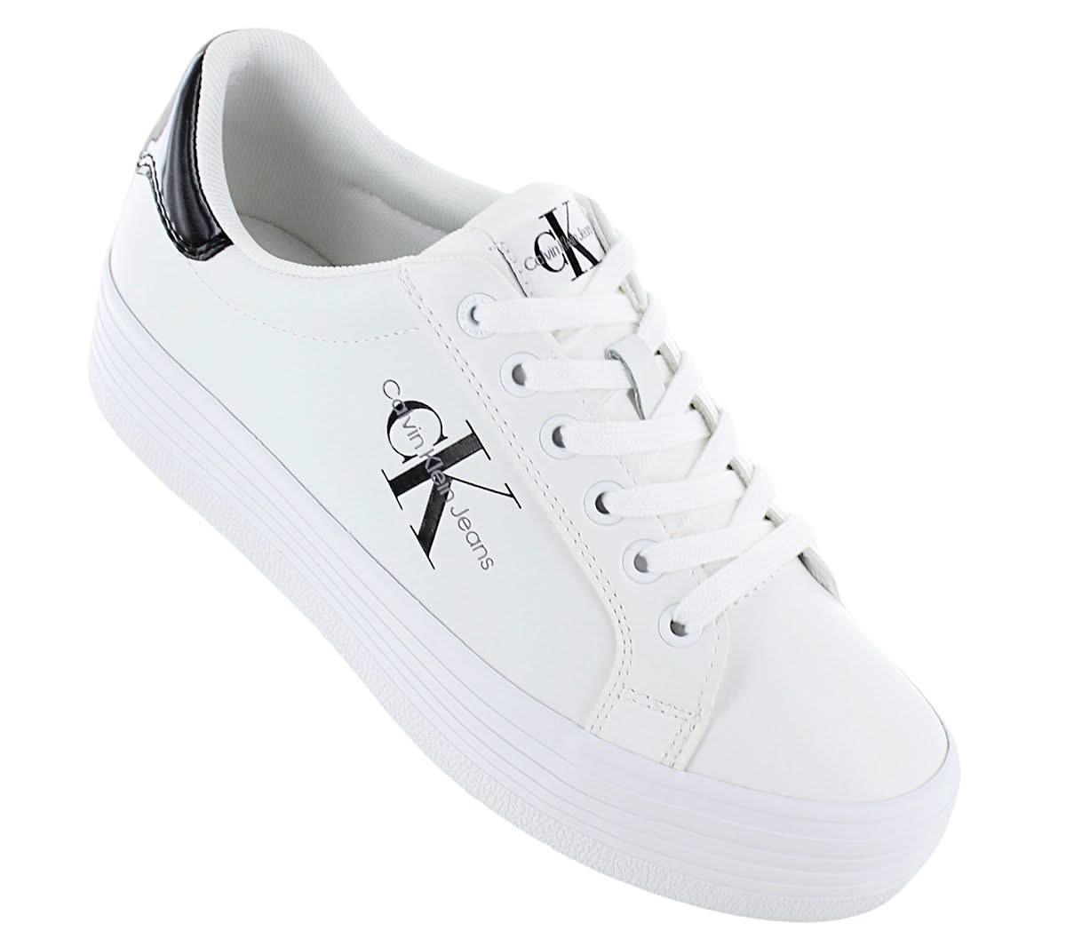 Calvin Klein Bold Vulc Flatf Lace LTH MET - Damen Plateau Sneakers Schuhe Weiß YW0YW01393 - 01W - Brandstyle24