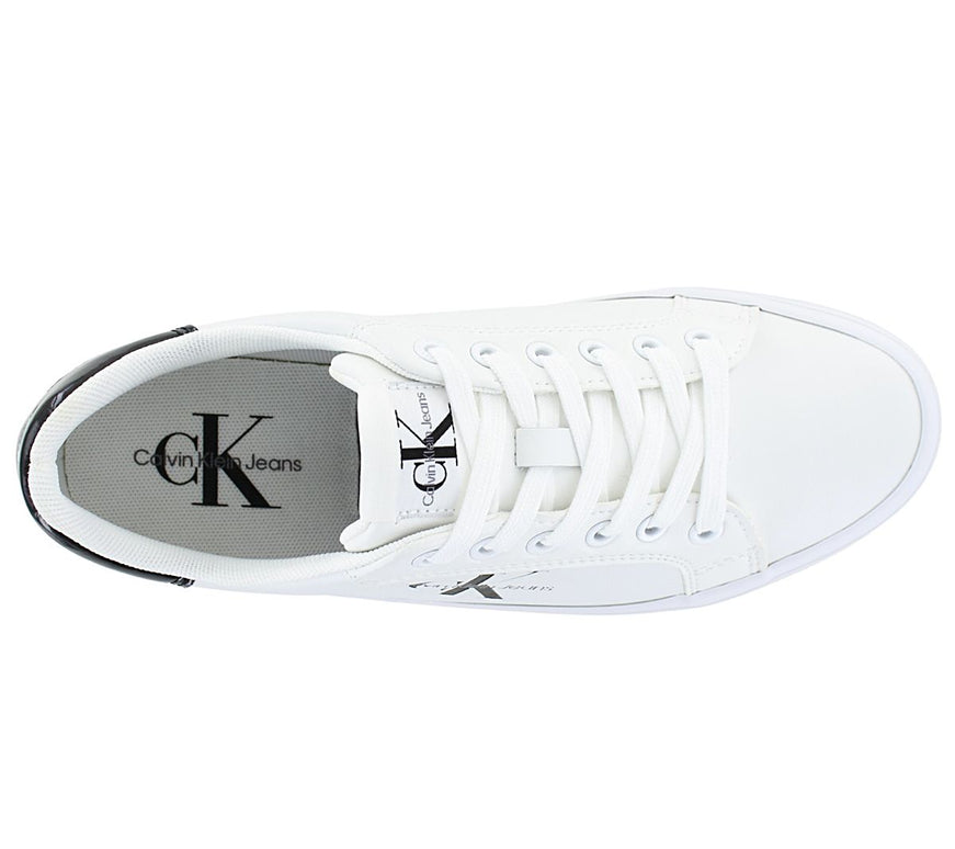 Calvin Klein Bold Vulc Flatf Lace LTH MET - Zapatillas con plataforma para mujer Blanco YW0YW01393-01W