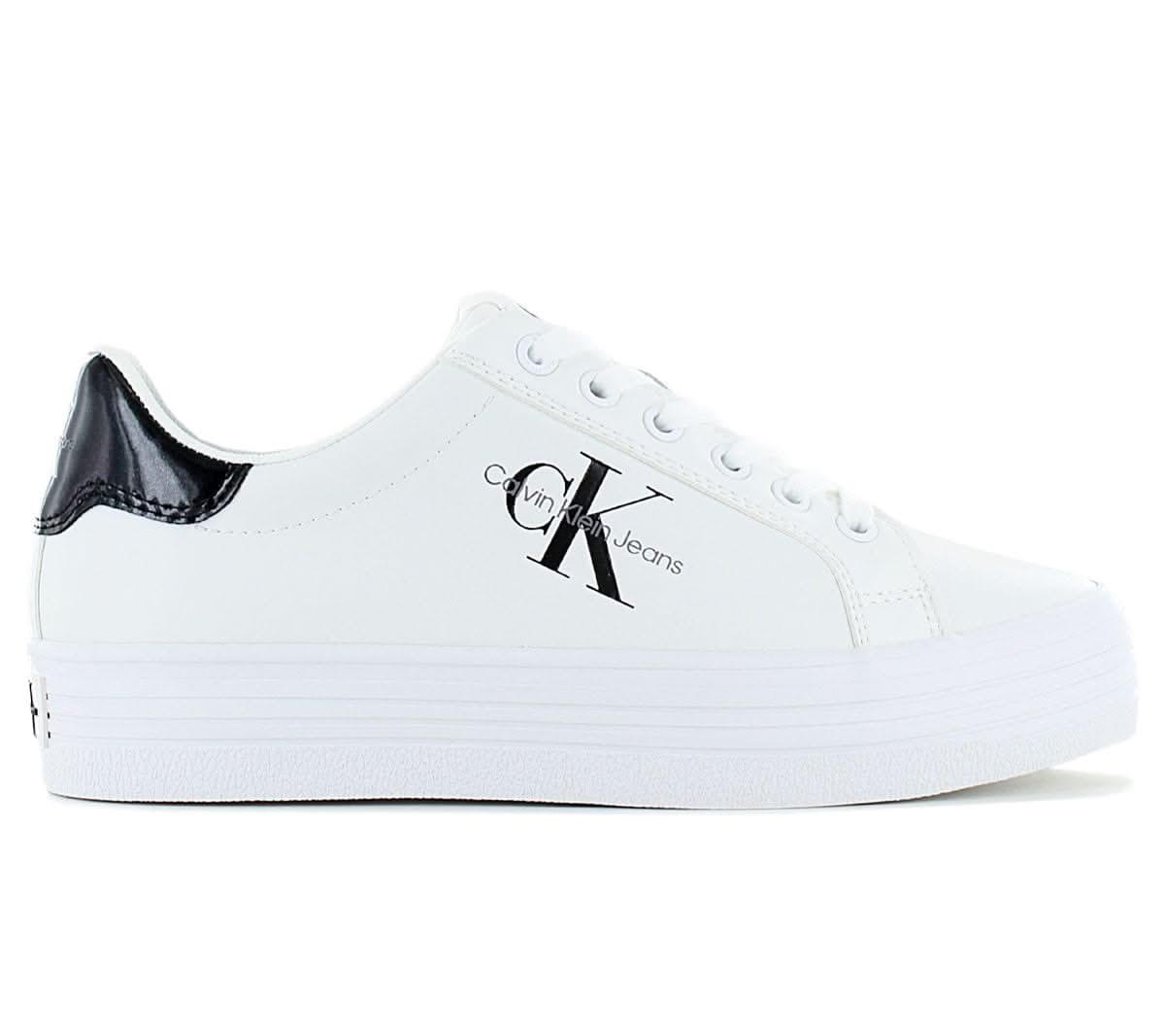 Calvin Klein Bold Vulc Flatf Lace LTH MET - Damen Plateau Sneakers Schuhe Weiß YW0YW01393 - 01W - Brandstyle24