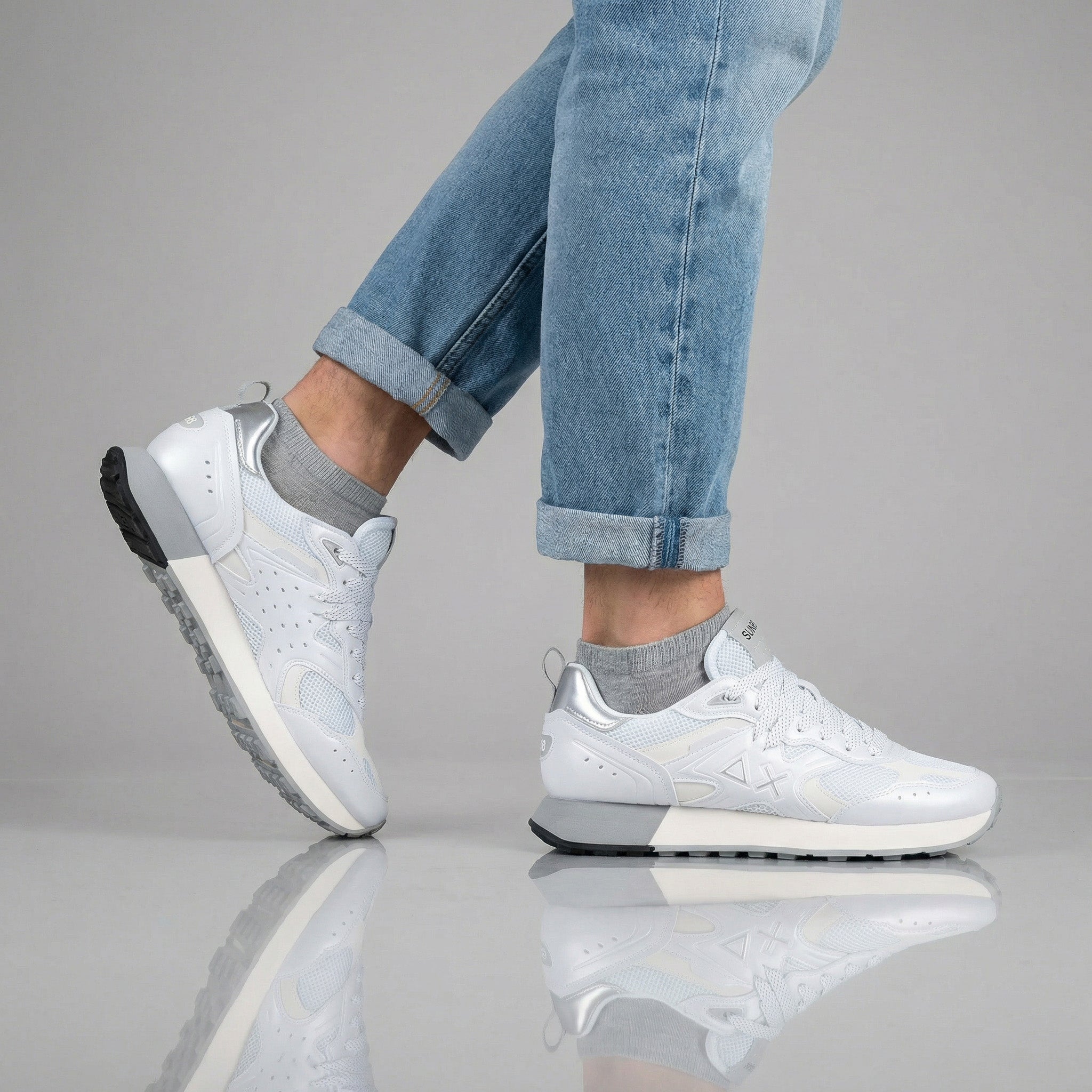 SUN68 Jaki 2.0 Silver Mesh - Men's Sneakers Shoes White Z36119-01